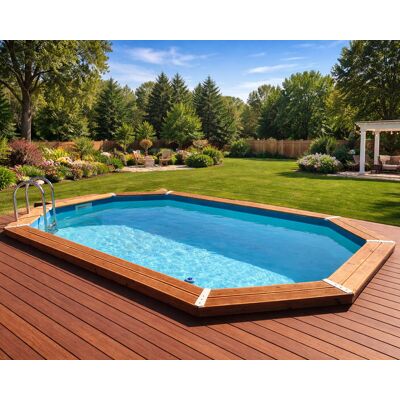 Piscine bois Ubbink AZURA 300x400x120cm liner Bleu filtration à sable - Publicité Piscine bois Ubbink AZURA 300x400x120cm liner Bleu filtration à sable - Publicité
