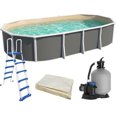 Piscine hors-sol acier Toi IBIZA ANTHRACITE Secu ovale 915x457X132cm liner sable - Publicité Piscine hors-sol acier Toi IBIZA ANTHRACITE Secu ovale 915x457X132cm liner sable - Publicité