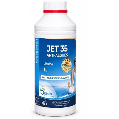 Traitement piscine Anti-algues OCEDIS JET 35 triple action non moussant 1L - Publicité Traitement piscine Anti-algues OCEDIS JET 35 triple action non moussant 1L - Publicité