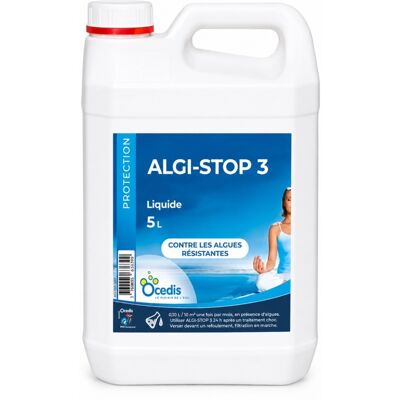 Traitement piscine Anti-algues OCEDIS ALGI-STOP 3 préventif et curatif bidon 5L - Publicité Traitement piscine Anti-algues OCEDIS ALGI-STOP 3 préventif et curatif bidon 5L - Publicité