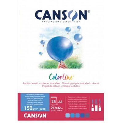 Canson Bloc 25 feuilles Colorline A3 150g coloris assortis Eau - Publicité Canson Bloc 25 feuilles Colorline A3 150g coloris assortis Eau - Publicité