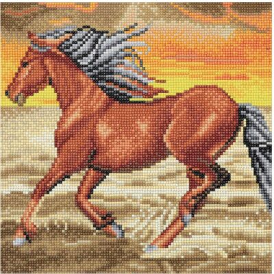 CRYSTAL ART Kit tableau broderie diamant 30x30cm - Cheval au galop - Publicité CRYSTAL ART Kit tableau broderie diamant 30x30cm - Cheval au galop - Publicité