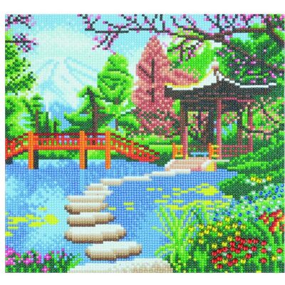 CRYSTAL ART Kit tableau broderie diamant 30x30cm - Jardin japonais - Publicité CRYSTAL ART Kit tableau broderie diamant 30x30cm - Jardin japonais - Publicité
