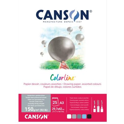 Canson Bloc 25 feuilles Colorline A3 150g coloris assortis Air - Publicité Canson Bloc 25 feuilles Colorline A3 150g coloris assortis Air - Publicité