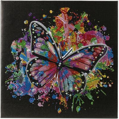 CRYSTAL ART Kit tableau broderie diamant 30x30cm-Papillon multicolore - Publicité CRYSTAL ART Kit tableau broderie diamant 30x30cm-Papillon multicolore - Publicité