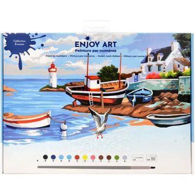ENJOY ART - Peinture par numéros 40x30cm Rivage breton - Publicité ENJOY ART - Peinture par numéros 40x30cm Rivage breton - Publicité