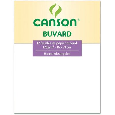 Canson Buvard - 160 x 210 mm - 125 g/m2 - blanc - Lot de 5 - Papier artistique - Publicité Canson Buvard - 160 x 210 mm - 125 g/m2 - blanc - Lot de 5 - Papier artistique - Publicité