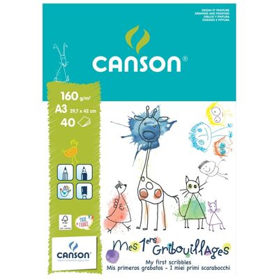 Bloc Canson Mes premiers gribouillages 40 feuilles A3 160 G/M² - Publicité Bloc Canson Mes premiers gribouillages 40 feuilles A3 160 G/M² - Publicité