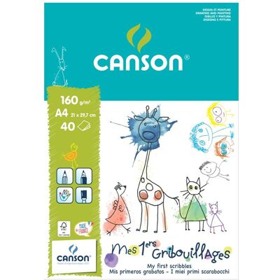 Bloc Canson Mes premiers gribouillages 40 feuilles A4 160 G/M131 - Publicité Bloc Canson Mes premiers gribouillages 40 feuilles A4 160 G/M131 - Publicité