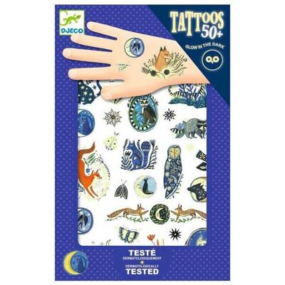 Tattoos phospho 50+ Reflets de nuit - Djeco - Publicité Tattoos phospho 50+ Reflets de nuit - Djeco - Publicité