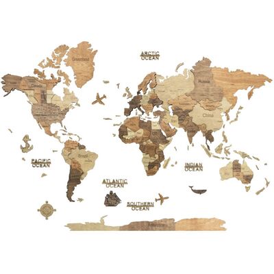 Carte du monde en bois 3D 100 x 80 cm taille M foncée - Creatif Wood - Publicité Carte du monde en bois 3D 100 x 80 cm taille M foncée - Creatif Wood - Publicité