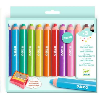 12 gros crayons gras - Djeco - Publicité 12 gros crayons gras - Djeco - Publicité