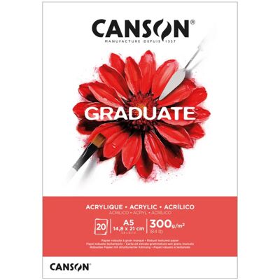 Bloc Graduate Acrylic 20 feuilles 14,8x21 cm A5 300g/m² - Canson - Publicité Bloc Graduate Acrylic 20 feuilles 14,8x21 cm A5 300g/m² - Canson - Publicité