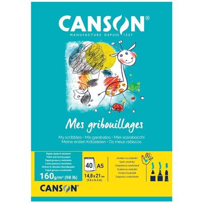 Bloc dessin A5 Mes Gribouillages 40 feuilles 14,8x21 cm 160g/m² - Canson - Publicité Bloc dessin A5 Mes Gribouillages 40 feuilles 14,8x21 cm 160g/m² - Canson - Publicité