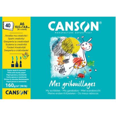 Bloc dessin A6 Mes Gribouillages 40 feuilles 10,5 x 14,8 cm 160g/m² - Canson - Publicité Bloc dessin A6 Mes Gribouillages 40 feuilles 10,5 x 14,8 cm 160g/m² - Canson - Publicité