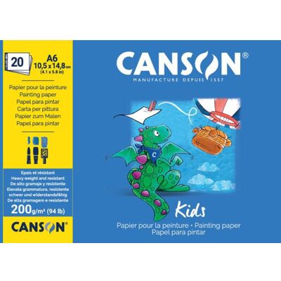 Canson Bloc dessin Kids Peinture 20 feuilles 10,5x14,8 cm A6 200g/m² - Publicité Canson Bloc dessin Kids Peinture 20 feuilles 10,5x14,8 cm A6 200g/m² - Publicité