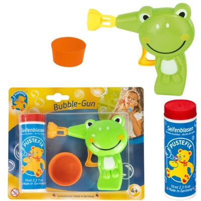 Bubble-Gun : Pistolet à bulles Grenouille - Pustefix - Publicité Bubble-Gun : Pistolet à bulles Grenouille - Pustefix - Publicité