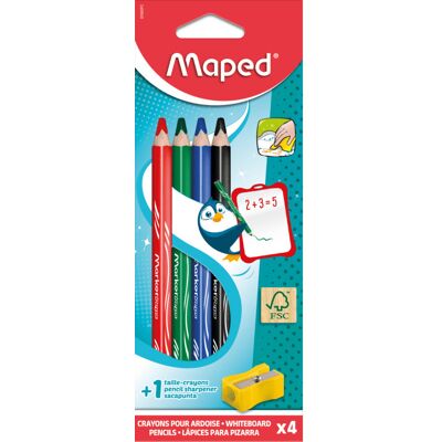 Etui de 4 crayons effaçable Marker'Peps Wood 4 + 1 taille crayon - Maped - Publicité Etui de 4 crayons effaçable Marker'Peps Wood 4 + 1 taille crayon - Maped - Publicité