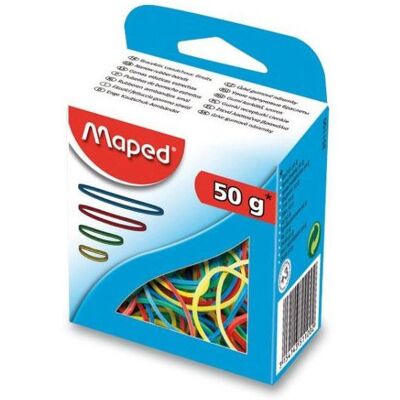 Boite 50g Bracelets caoutchouc assortis - Maped - Publicité Boite 50g Bracelets caoutchouc assortis - Maped - Publicité
