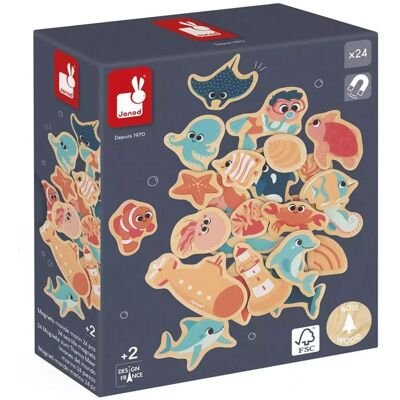 Janod Magnets Monde Sous-Marin en Bois - 24 pcs pour enfants 2+ - Publicité Janod Magnets Monde Sous-Marin en Bois - 24 pcs pour enfants 2+ - Publicité