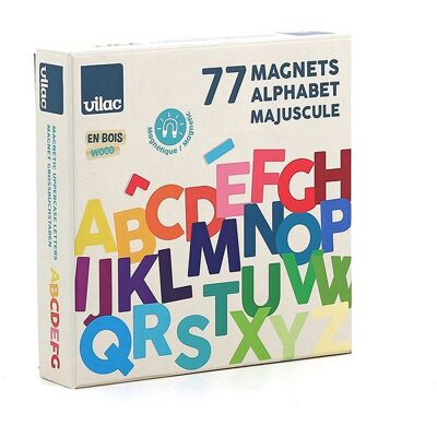 Coffret de magnets en bois 77 lettres majuscules - Vilac - Publicité Coffret de magnets en bois 77 lettres majuscules - Vilac - Publicité