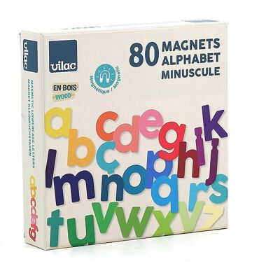 Coffret de magnets en bois 80 lettres minuscules - Vilac - Publicité Coffret de magnets en bois 80 lettres minuscules - Vilac - Publicité