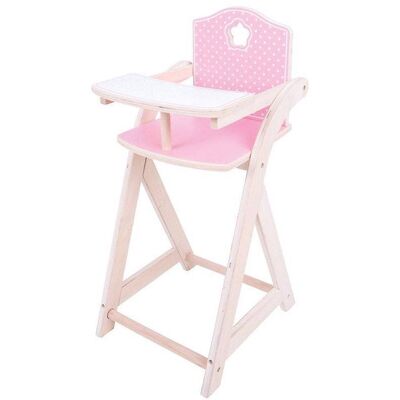 BigJigs Toys Chaise haute de poupée rose et blanche - Publicité BigJigs Toys Chaise haute de poupée rose et blanche - Publicité