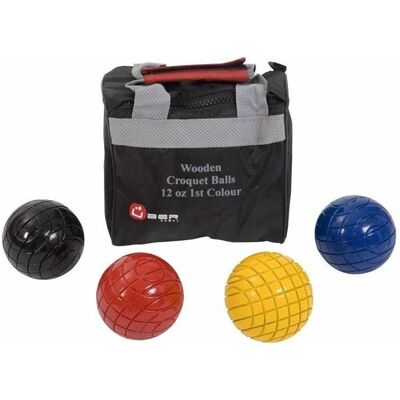 Uber Games Pack de 4 boules de croquet en bois 340g - couleurs primaires - Uber - Publicité Uber Games Pack de 4 boules de croquet en bois 340g - couleurs primaires - Uber - Publicité