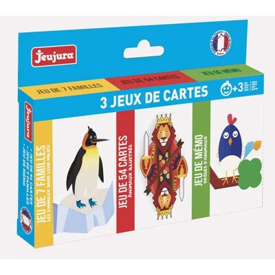 Coffret 3 jeux de cartes - Jeujura - Publicité Coffret 3 jeux de cartes - Jeujura - Publicité
