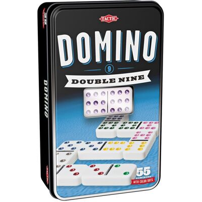 Domino double 9 boite métal - Tactic - Publicité Domino double 9 boite métal - Tactic - Publicité