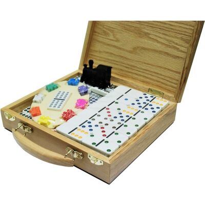 HOT-Games Domino Mexican-Train Double 12 en Boîte en Bois - Publicité HOT-Games Domino Mexican-Train Double 12 en Boîte en Bois - Publicité