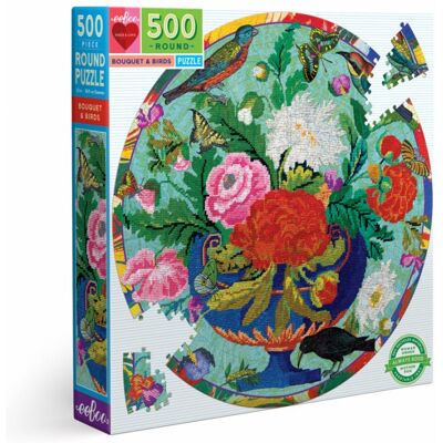 eeboo Puzzle Rond Fleures et Oiseaux 500 pièces - Puzzle - Publicité eeboo Puzzle Rond Fleures et Oiseaux 500 pièces - Puzzle - Publicité