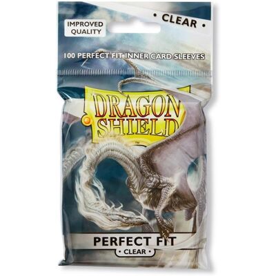 100 Sleeves Dragon Shield Perfect Fit Clear - Publicité 100 Sleeves Dragon Shield Perfect Fit Clear - Publicité