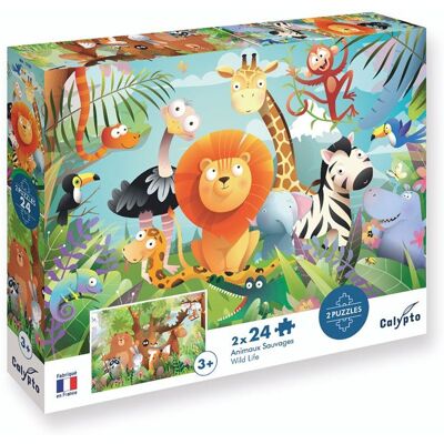 SentoSphère Puzzle 2 x 24 pcs Animaux Sauvages - Calypto - Publicité SentoSphère Puzzle 2 x 24 pcs Animaux Sauvages - Calypto - Publicité