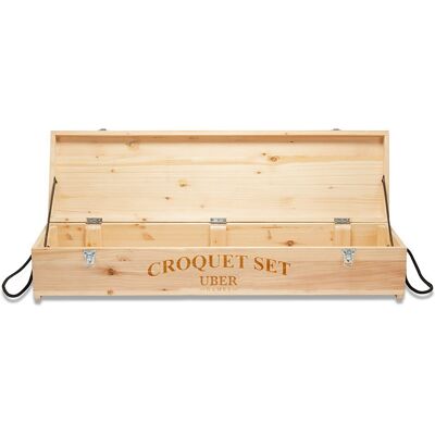 Uber Games Caisse de rangement en bois pour Croquet 4 joueurs - Publicité Uber Games Caisse de rangement en bois pour Croquet 4 joueurs - Publicité