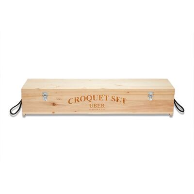 Uber Games Caisse de rangement en bois pour Croquet 6 joueurs - Publicité Uber Games Caisse de rangement en bois pour Croquet 6 joueurs - Publicité