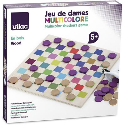 Jeu de Dames multicolore en bois - Vilac - Publicité Jeu de Dames multicolore en bois - Vilac - Publicité