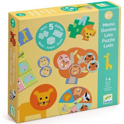 Coffret 5 Jeux Animaux de la savane - Djeco - Publicité Coffret 5 Jeux Animaux de la savane - Djeco - Publicité