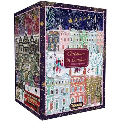 Puzzle 3 x 500 pcs Christmas in London - Gibsons - Publicité Puzzle 3 x 500 pcs Christmas in London - Gibsons - Publicité