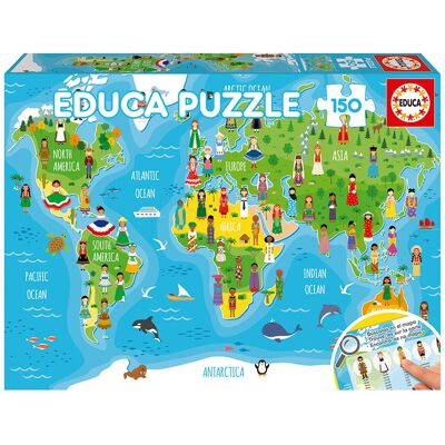 EDUCA BORRAS Puzzle 150 pcs Carte Filles du Monde - Educa - Publicité EDUCA BORRAS Puzzle 150 pcs Carte Filles du Monde - Educa - Publicité