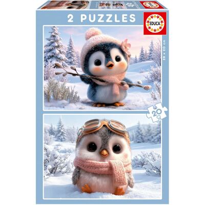 EDUCA BORRAS Puzzle 2 x 20 pcs Manchots Mignons - Educa - Publicité EDUCA BORRAS Puzzle 2 x 20 pcs Manchots Mignons - Educa - Publicité