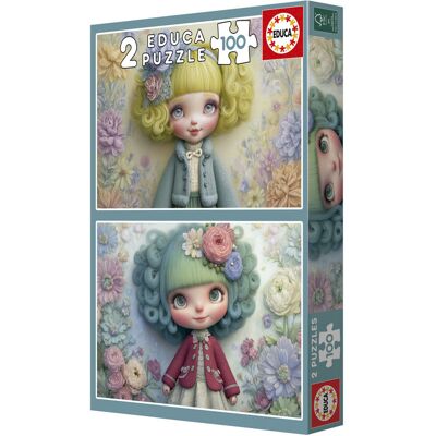 EDUCA BORRAS Puzzle 2 x 100 pcs Filles Fleuries - Educa - Publicité EDUCA BORRAS Puzzle 2 x 100 pcs Filles Fleuries - Educa - Publicité