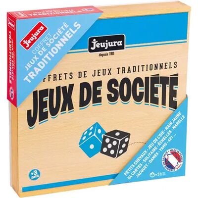 Coffret en bois de Jeux de société Traditionnels - Jeujura - Publicité Coffret en bois de Jeux de société Traditionnels - Jeujura - Publicité