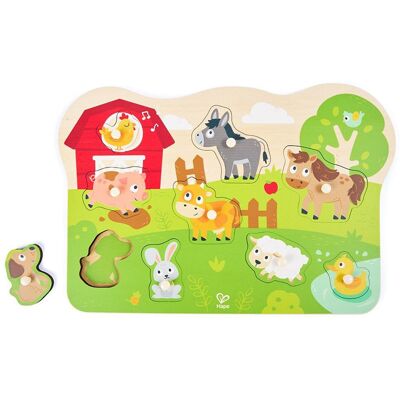 Puzzle à boutons Animaux de la Ferme - Hape - Publicité Puzzle à boutons Animaux de la Ferme - Hape - Publicité