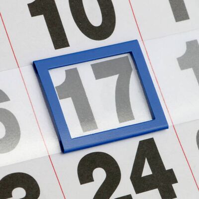 SPRINTIS 100 Unités - Curseurs date classique E3 (intérieur 20 x 28 mm), bleu, pour calendriers de 300 mm de large, PVC souple métal latex polyester - Publicité SPRINTIS 100 Unités - Curseurs date classique E3 (intérieur 20 x 28 mm), bleu, pour calendriers de 300 mm de large, PVC souple métal latex polyester - Publicité
