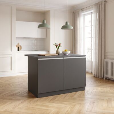 Deladeco Ilot de cuisine central 125 cm anthracite mat/béton Solena Anthracite mat/béton Anthracite mat/béton - Publicité Deladeco Ilot de cuisine central 125 cm anthracite mat/béton Solena Anthracite mat/béton Anthracite mat/béton - Publicité