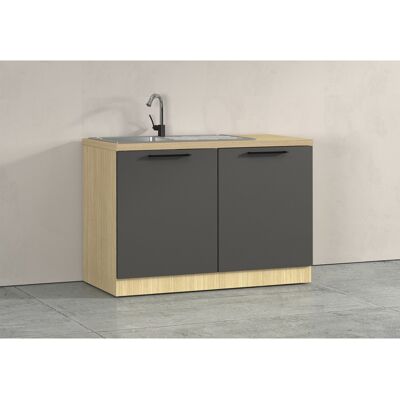 Deladeco Meuble sous évier de cuisine moderne anthracite mat/chêne Louna Anthracite mat/chêne chopin Anthracite mat/chêne chopin - Publicité Deladeco Meuble sous évier de cuisine moderne anthracite mat/chêne Louna Anthracite mat/chêne chopin Anthracite mat/chêne chopin - Publicité