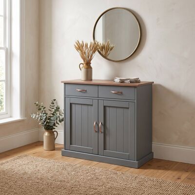 Deladeco Buffet/bahut style campagne 90 cm gris Louisa Gris Gris - Publicité Deladeco Buffet/bahut style campagne 90 cm gris Louisa Gris Gris - Publicité