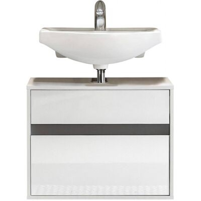 Deladeco Meuble sous vasque suspendu moderne blanc Solena Blanc brillant Blanc brillant - Publicité Deladeco Meuble sous vasque suspendu moderne blanc Solena Blanc brillant Blanc brillant - Publicité