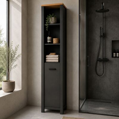 Deladeco Colonne de salle de bain 1P moderne anthracite/chêne Venitia Anthracite/chêne Anthracite/chêne - Publicité Deladeco Colonne de salle de bain 1P moderne anthracite/chêne Venitia Anthracite/chêne Anthracite/chêne - Publicité